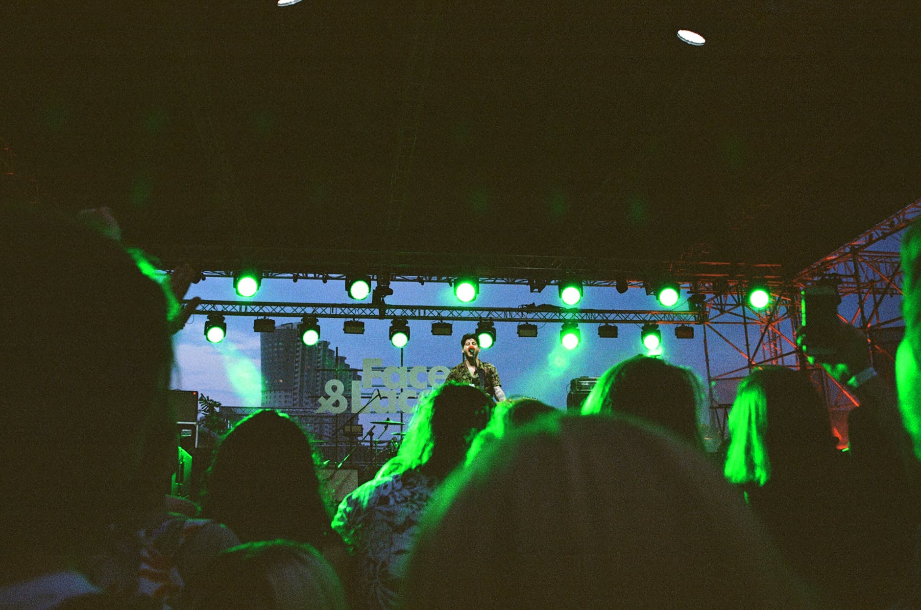 people watching concert at night